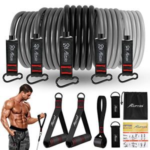 Resistance Band, Train Bands with Handles, Exercise Bands, Health Bands with Door Anchor and Ankle Straps, for Heavy Resistance Coaching, Bodily Remedy, Form Physique, Yoga, Dwelling Exercises Set.