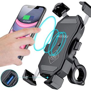 Stay Connected on the Go with a Waterproof Motorbike Wireless Charger and Phone Holder: Enjoy 15W Qi/USB Fast Charging, Suitable for 3.5-6.8 inch Cellphones, Mounts on 22-32mm Handlebar or Rear-View Mirror - Stay Powered Up and Hands-Free!