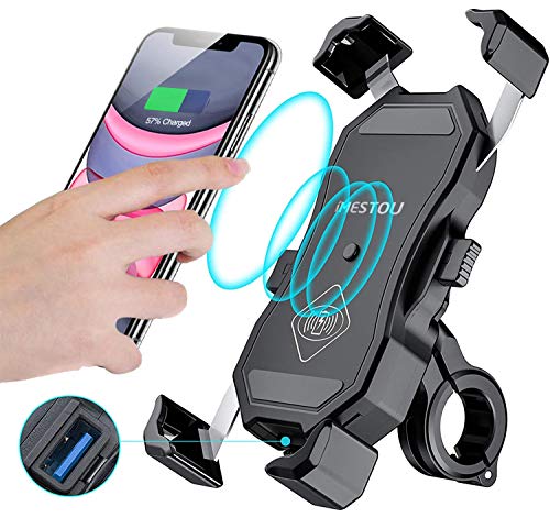 Stay Connected on the Go with a Waterproof Motorbike Wireless Charger and Phone Holder: Enjoy 15W Qi/USB Fast Charging, Suitable for 3.5-6.8 inch Cellphones, Mounts on 22-32mm Handlebar or Rear-View Mirror - Stay Powered Up and Hands-Free!