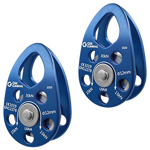 GM Climbing 30kN Swing Cheek Micro Pulley - UIAA Certified, Blue (Pack of 2).