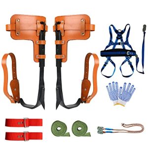Take Your Climbing Experience to New Heights with the Adjustable Tree Climbing Spikes Set - Complete with Full-Body Belt and Rope, Leather Cast Tool, and Non-Slip Pedals for Fruit Picking, Outdoor and Indoor Sports.