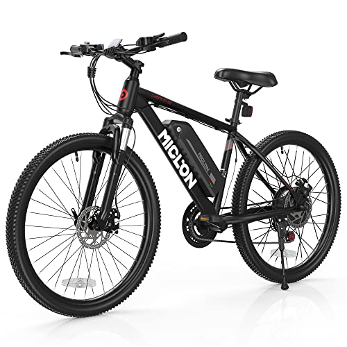 Electrical Bike, Electrical Bike for Adults 26'' E-Bikes 350W BAFANG Motor, 2X Sooner Cost, Detachable Battery, 20MPH Mountain Bike with Suspension Fork, 21 Pace Gears Bicycle LED Show - BALCK.