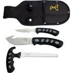 3-PC Hunting Knife Set - Premium Stainless Steel Blades, Black Nylon Handles - Ideal for Hunting, Camping, and Survival
