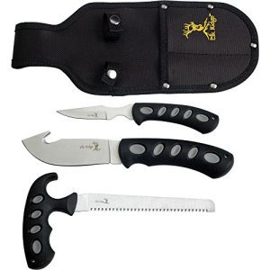 3-PC Hunting Knife Set - Premium Stainless Steel Blades, Black Nylon Handles - Ideal for Hunting, Camping, and Survival