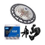 Complete 10-Speed MTB Groupset with KMC X10 Chain, 11-50T Cassette, and Rear Derailleur & Shifter.