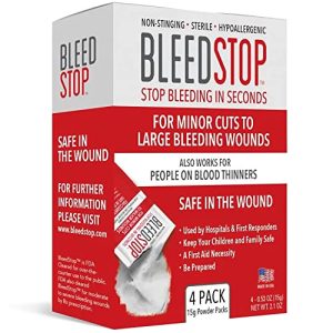 BleedStop Emergency Blood Clotting Powder - 4 Pack of 15g Pouches for Trauma Kits, Camping, Survival, and Bleeding Control.