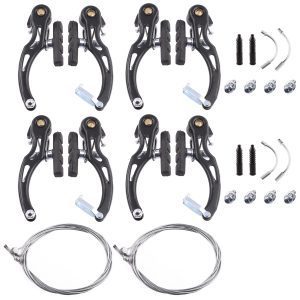 26 Piece MTB Bike Brake Set: 4 Pairs of V-Brake, Universal Brake Cable, Cable End Caps, Rubber Boot, and V-Brake Noodle Bend Pipe - for Most Mountain Bikes.