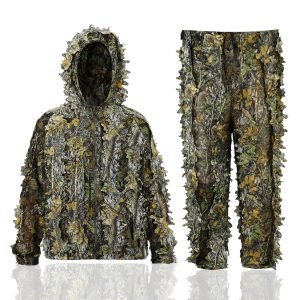3D Leafy Camo Ghillie Suit for Men - Breathable Jacket & Pants for Outdoor Activities, Jungle Hunting, Halloween Costume.