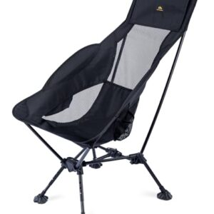 iClimb Ultralight Compact Camping Beach Chair with Adjustable Backrest and Anti-Sinking Feet, Black Triangular Frame