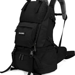 INOXTO 40L hiking backpack in black with rain cover, designed for outdoor adventures and travel.