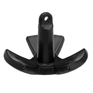 18-pound solid cast iron boat anchor with black PVC coating for rust resistance and secure mooring.