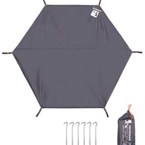 Hikeman Hexagonal Tent Footprint – Ultralight Waterproof Tarp for Tent Protection with 6 Stakes, Ideal for Camping, Hiking, and Backpacking