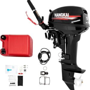 18HP 2-Stroke Outboard Motor with 246cc engine, CDI ignition, water-cooling system, and streamlined 8-inch propeller, designed for fishing boats and watercraft