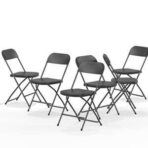 Nazhura 650LB Capacity Folding Chairs – Set of 6 in Black, featuring heavy-duty steel frame, comfortable PVC seating, anti-slip protectors, and foldable design for easy storage and transport