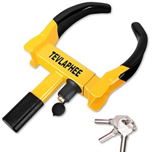 Tevlaphee Universal Wheel Lock in Black-Yellow – Heavy-Duty Security for Car, SUV, Boat, Motorcycle, and Golf Cart with High Visibility and Anti-Theft Features