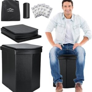 16.5'' Portable Toilet for Adults - Compact and Comfortable Camping Toilet with Lid and Handbag