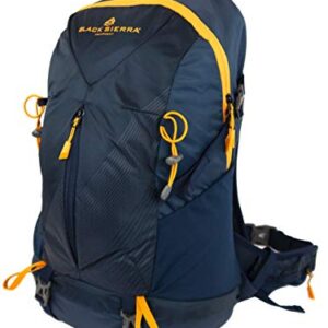 Black Sierra 35L Lightweight Backpack designed for hiking and camping, featuring a water-resistant build, padded shoulder straps, breathable back panel, and smart storage compartments.