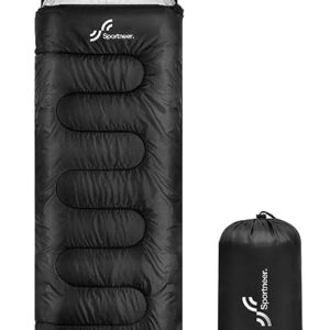 Sportneer 3-4 Season Camping Sleeping Bag – Lightweight, Waterproof Sleeping Bag with Adjustable Hood and Two-Way Zipper, Ideal for Hiking and Outdoor Travel