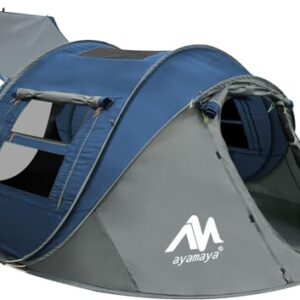 4-Person Pop-Up Camping Tent with skylight, removable rainfly, and multiple windows