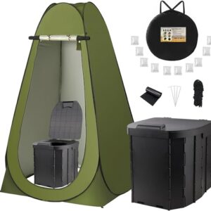 Complete Camping Toilet Kit with Pop-Up Privacy Tent – Includes Folding Toilet, Accessories, and Storage Solutions for Outdoor Adventures