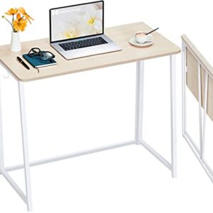 Compact Folding Desk for Small Spaces - 31.5" Oak Writing Workstation