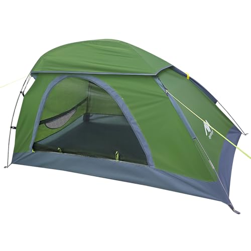 AYAMAYA 1-Person Tent for Backpacking showing its spacious interior, skylight, and waterproof rainfly, ideal for solo camping and hiking