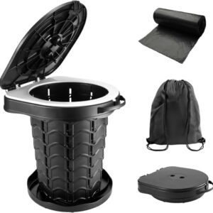 Retractable Portable Toilet for Camping and Travel – Adjustable Height Potty with Cushion and Handle for Beach, Tent, Car, and Emergency Use