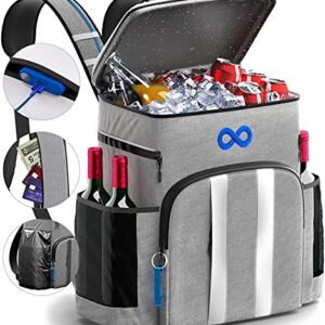 Leak Proof Insulated Backpack Cooler - Lightweight and Water-Resistant, Holds 54 Cans with Multiple Pockets for Picnic, Camping, and Travel