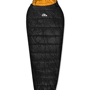 iClimb 3M Thinsulate Insulation Mummy Sleeping Bag in black, designed for ultralight, compact warmth with water-resistant fabric and a compression sack