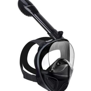ANSUN Full Face Snorkel Mask featuring a 180-degree panoramic view, dual float breathing system, and advanced anti-fog and anti-leak technology. Ideal for a comfortable and immersive underwater experience.