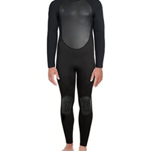 Body Glove Men's 3/2mm Neoprene Back Zip Full Wetsuit in Black, featuring a smooth inner neck collar, durable back zipper