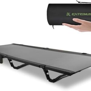 Extremus Camping Cot – Ultra-lightweight sleeping cot with quick 60-second setup, moisture-resistant fabric, and side pockets for added convenience