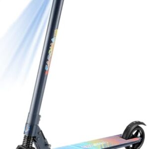 Caroma Adult Electric Scooter in Blue – 15.5 MPH Speed, 15.5 Miles Range, Lightweight and Portable with Folding Design, 6.5” Solid Tires