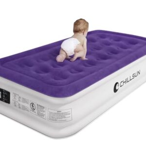 CHILLSUN Twin Air Mattress with Built-in Pump – 75x39x18'' Inflatable Bed with Quick Inflation and 550 lb Capacity, Ideal for Home, Camping, and Travel