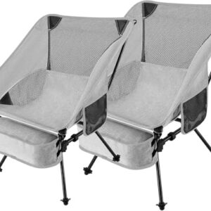 Compact Banzk Camping Chair in grey, showcasing its lightweight aluminum frame, breathable mesh fabric