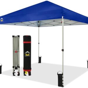 CROWN SHADES 8x8 Pop-Up Canopy - Easy Setup Beach Tent with UV Protection and Compact Storage, Blue