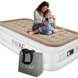 Luxury Twin Air Mattress with Built-In Pump – Comfortable Inflatable Bed for Home, Camping, and Travel with Compact Storage Ba