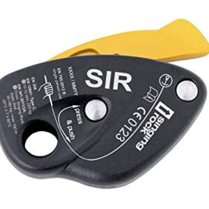 Singing Rock Sir Descender ANSI Z359.4 – Black multipurpose industrial rope access device with anti-panic feature and smooth operation mechanism