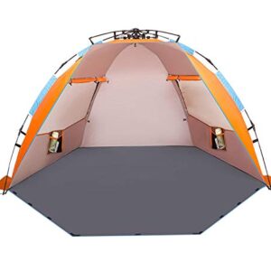 Oileus X-Large 4-Person Beach Tent – Portable Instant Sun Shade with UPF 50+ UV Protection, Awning, and Sand Pockets for Beach, Camping, and Hiking