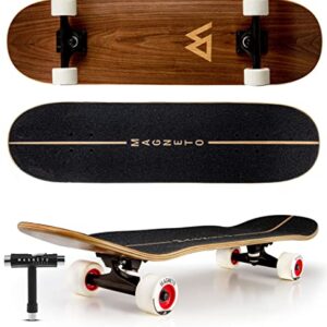 Magneto SUV Skateboard featuring a 31" x 8.5" Canadian maple deck, large 60x40mm soft wheels, and 140mm gravity cast aluminum trucks. Includes a free skate tool, designed for versatile riding on various terrains.