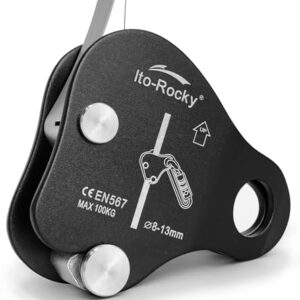 Ito Rocky Rope Grab – Durable 7075 Aluminum Alloy Fall Belay Device with Quick Release for Rope Climbing, Arborist Work, and Rescue Operations