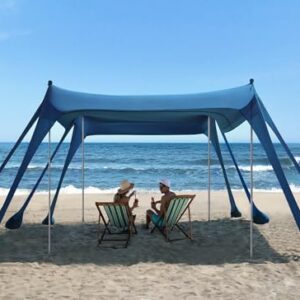 Vibemo 10x10ft UPF50+ Beach Tent with Sandbags and Stability Poles, Perfect for Outdoor Activities