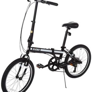 ZiZZO Ferro 20-Inch Folding Bike in Black - Lightweight, Portable Design with 7-Speed Gear System