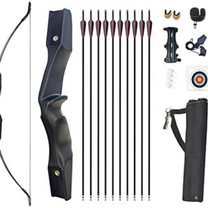 Complete Monsour 53" Takedown Recurve Bow Set with arrows, featuring a lightweight design, high-quality construction, and essential accessories for beginners and professionals in archery.