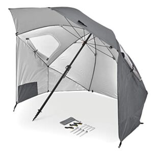 Sport-Brella Premiere XL 9-Foot Umbrella in Gray with UPF 50+ Protection, Side Panels, and Integrated Anchoring System for Versatile Outdoor Use