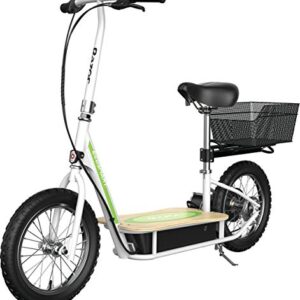 EcoSmart Metro electric scooter featuring a padded seat, wide bamboo deck, and 16-inch air-filled tires.