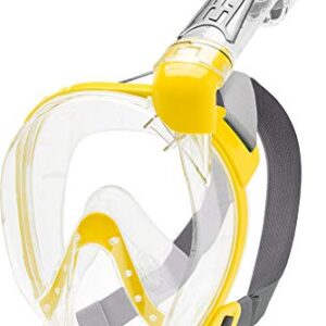 Cressi Duke Dry Full Face Mask with 30% Larger Viewing Area – Clear and Yellow, Size M/L