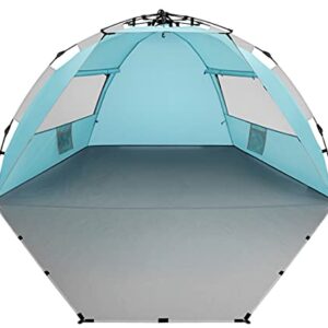 X-Large 4 Person Beach Tent - Portable Sun Shelter with UV Protection and Easy Setup for Family Camping and Hiking Trips