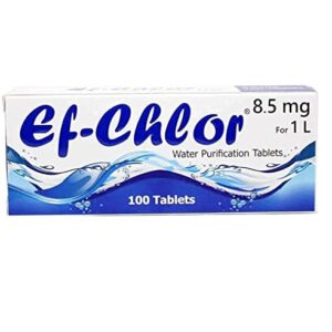 Ef-Chlor Water Purification Tablets – 100 Count, Portable Drinking Water Treatment for Emergencies, Camping, and Travel