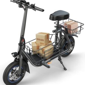 Gyroshoes Electric Scooter with Seat: Powerful 550W Motor, 20-Mile Range, Adjustable Seat, and Ample Storage for Pets and Cargo